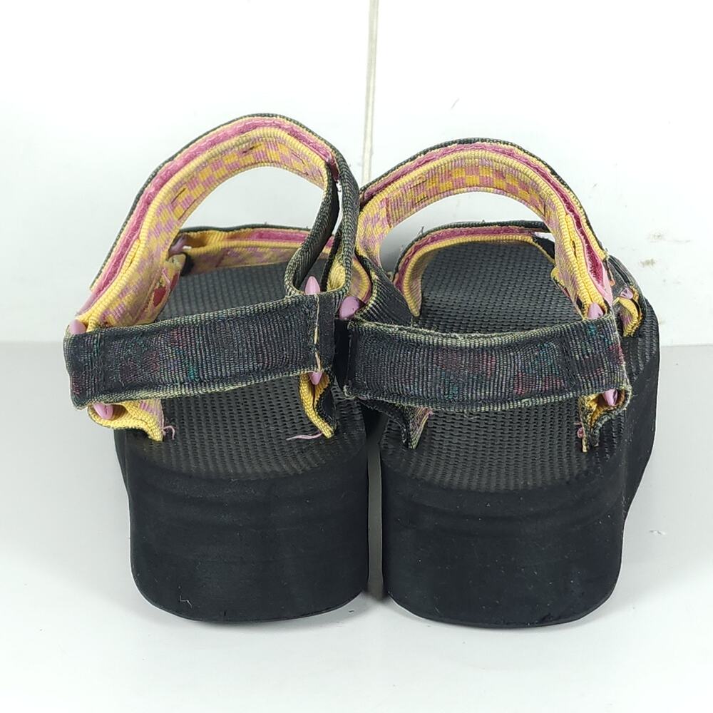 Teva Flatform Women's US8? Black Gray Platform Wedge Strappy Sandals - Picture 10 of 16